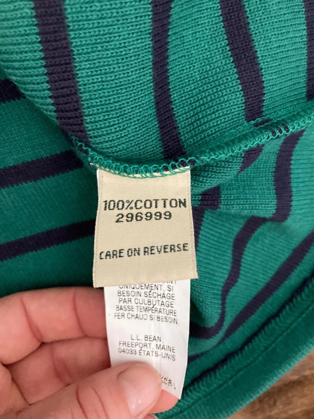 LL Bean Striped 1/4 Zip Sweater Womens Large Petite 100% Cotton Mock Neck